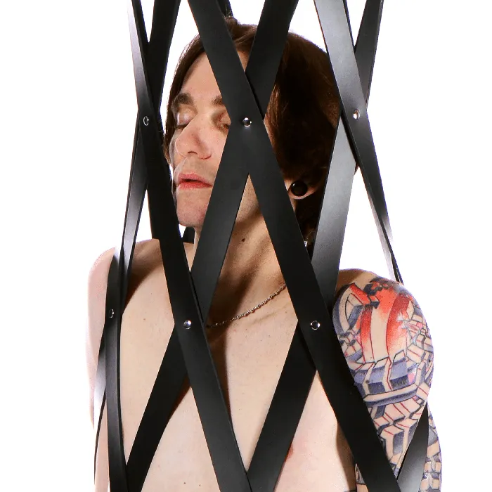 Master Series Hanging Rubber Strap Cage Master Series Male Sex Toys