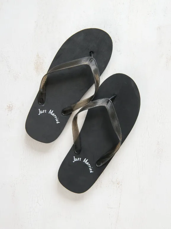 Mens Just Married Wedding Favor Flip Flops Black Weddingstar Inc Anal