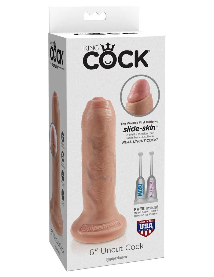 Pipedream Products Female Sex Toys KING COCK 6 in Uncut REALISTIC DILDO