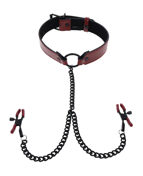Sportsheets Female Sex Toys Saffron Collar With Chain Nipple Clamps