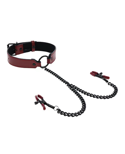 Sportsheets Female Sex Toys Saffron Collar With Chain Nipple Clamps