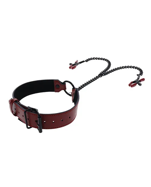 Sportsheets Female Sex Toys Saffron Collar With Chain Nipple Clamps