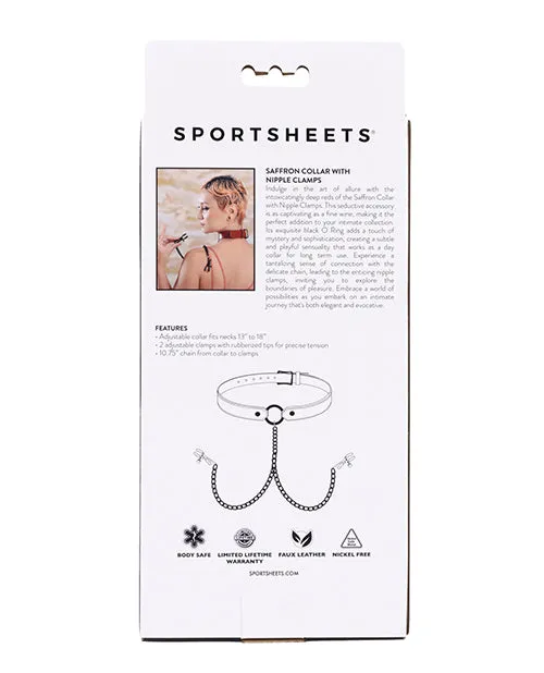 Sportsheets Female Sex Toys Saffron Collar With Chain Nipple Clamps